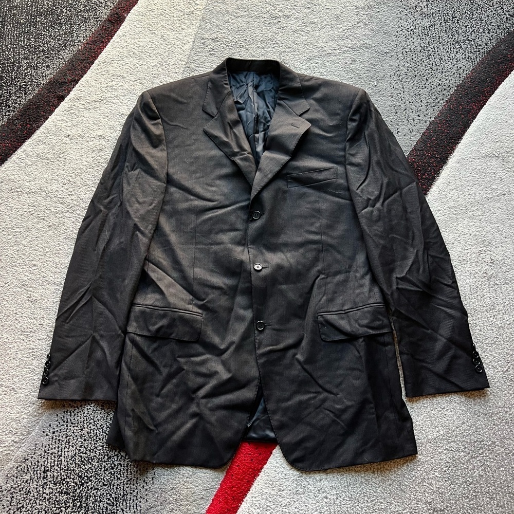 Canali Black Pinstripe Wool 3 Button Sportcoat